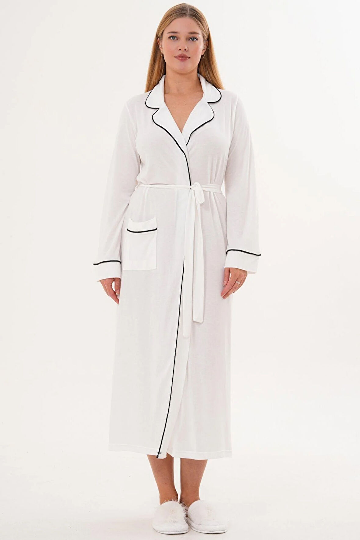 Mecit 6309 Ekru Kadın Uzun Sabahlık