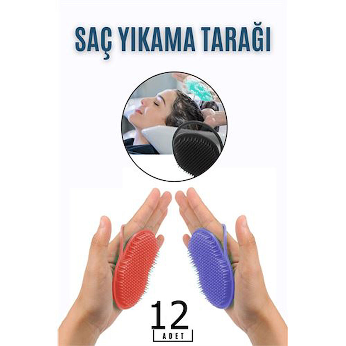 12 ADET Saç Yıkama Tarağı Avuçiçi Belgiqa Design 718692 Toptan Paket