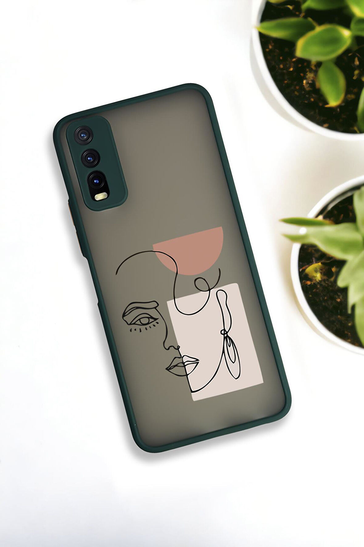 Vivo Y20 Uyumlu Women Art Desenli Buzlu Şeffaf Lüx Telefon Kılıfı