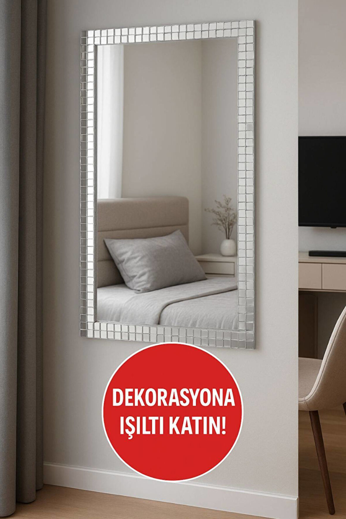 1 Metre Uzunluğunda Gümüş Renk Aynalı Mozaik Taşlı Dekor Bandı 4 cm x 1 mt Şerit Bant Gümüş