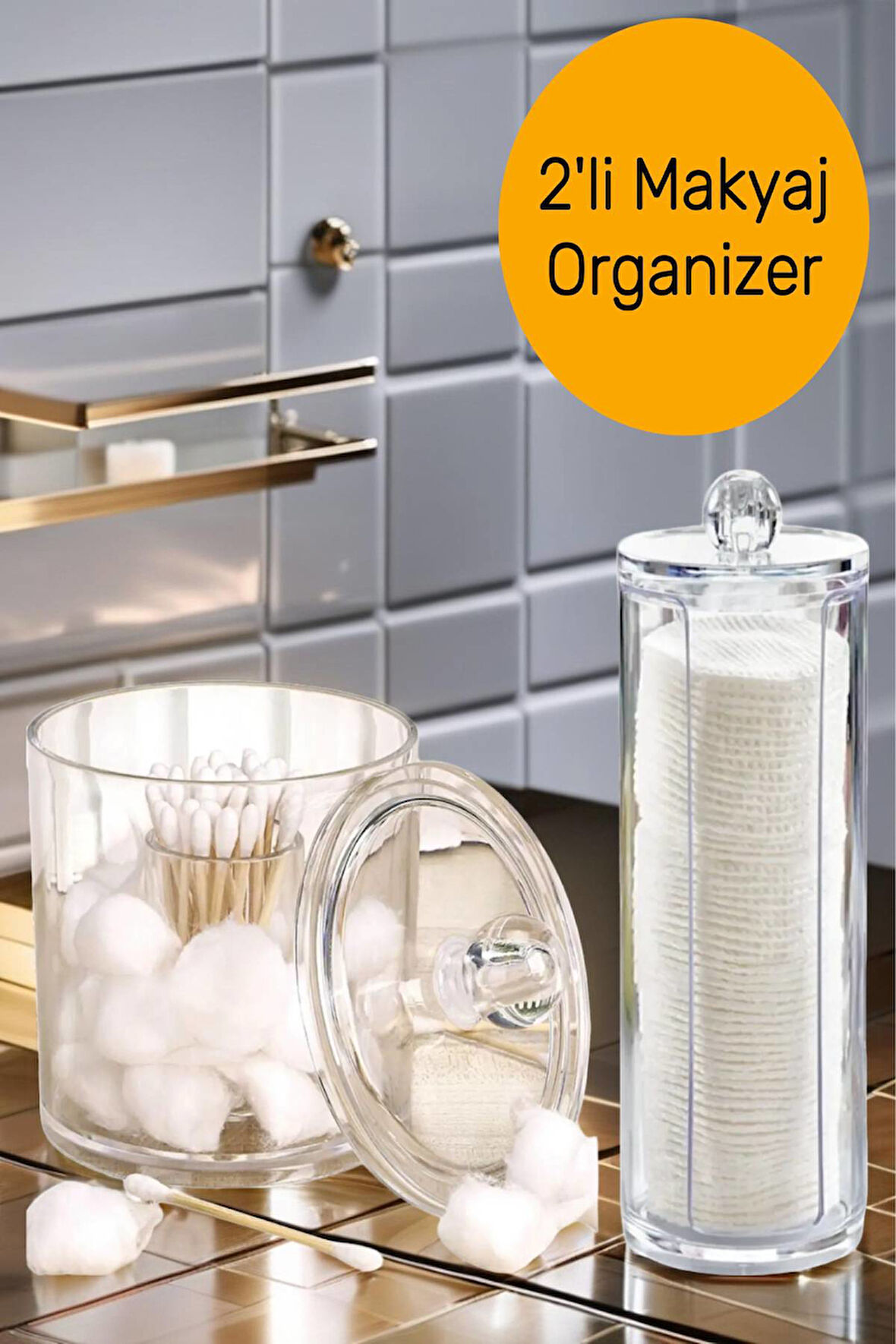 Seyahat Boyu Makyaj Takı Kutusu Aynalı Bölmeli Pembe Mor Kurdeleli Aksesuar Organizeri