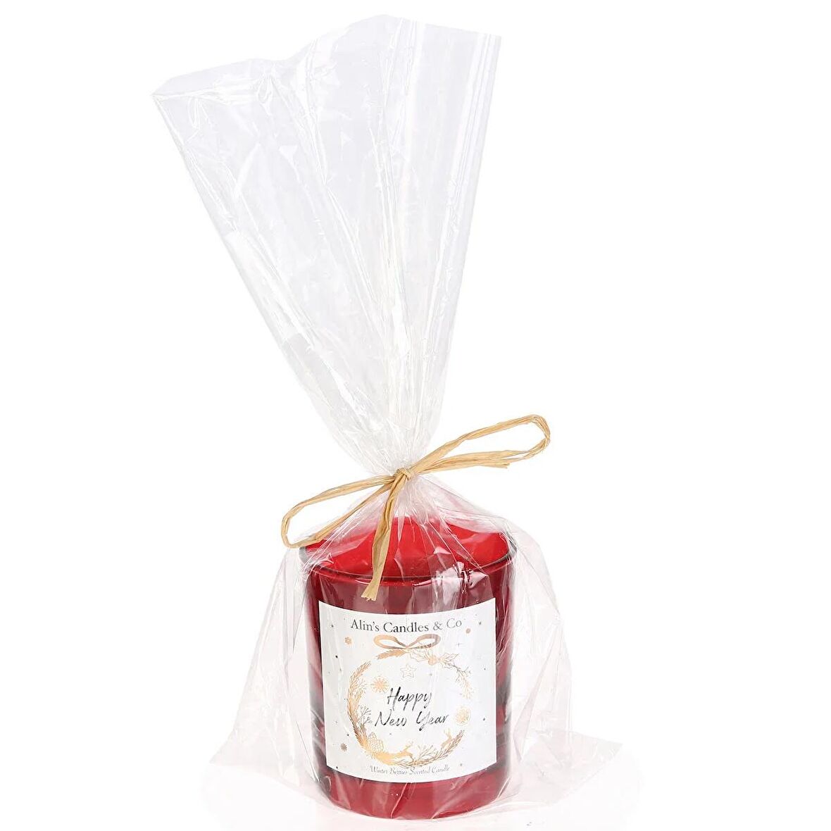 Kırmızı Bardakta Yeni yıl temalı Mum 3