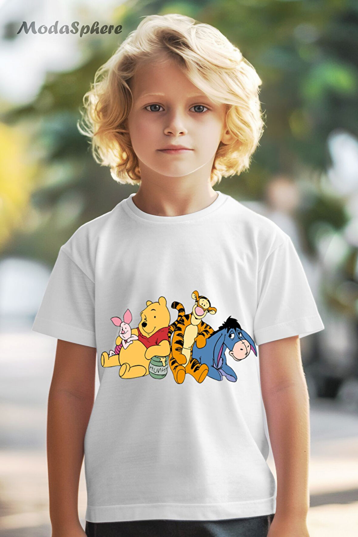 HAYVAN FİGÜRLÜ WINNIE FRIENDS BASKILI OVERSIZE TİŞÖRT
