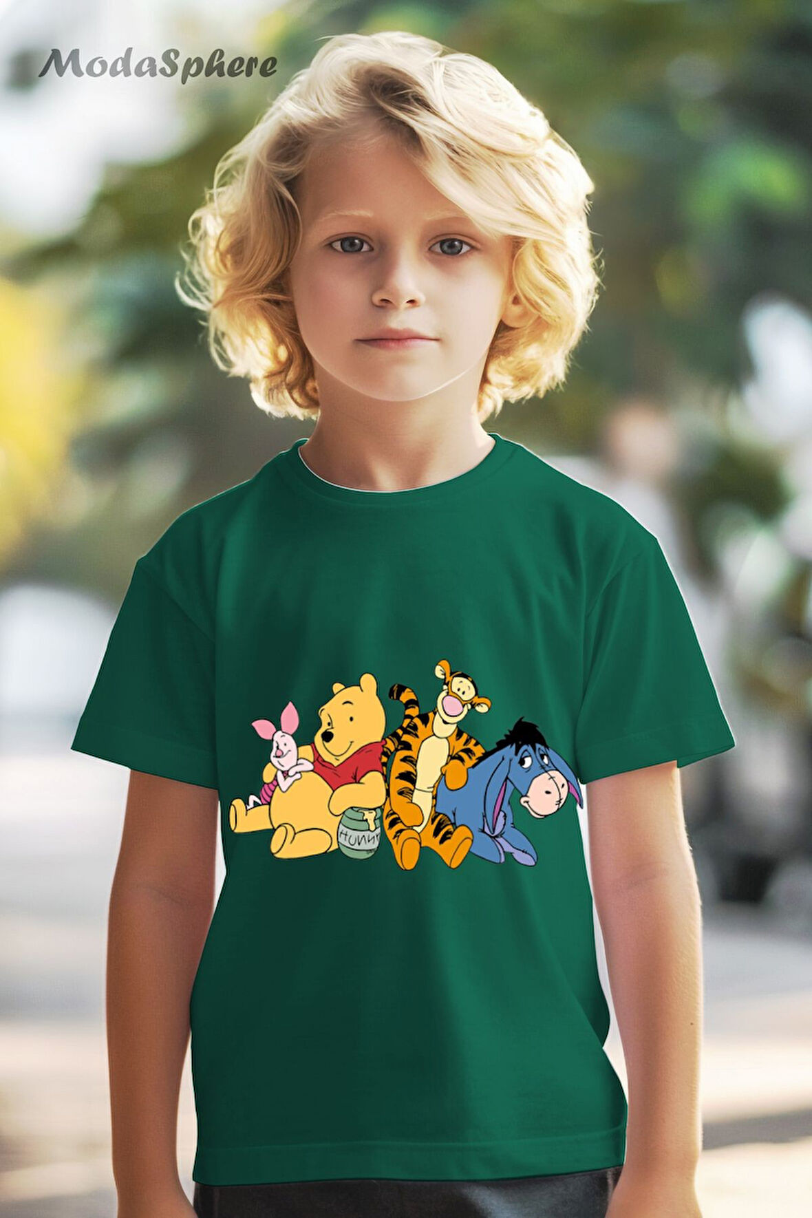 HAYVAN FİGÜRLÜ WINNIE FRIENDS BASKILI OVERSIZE TİŞÖRT