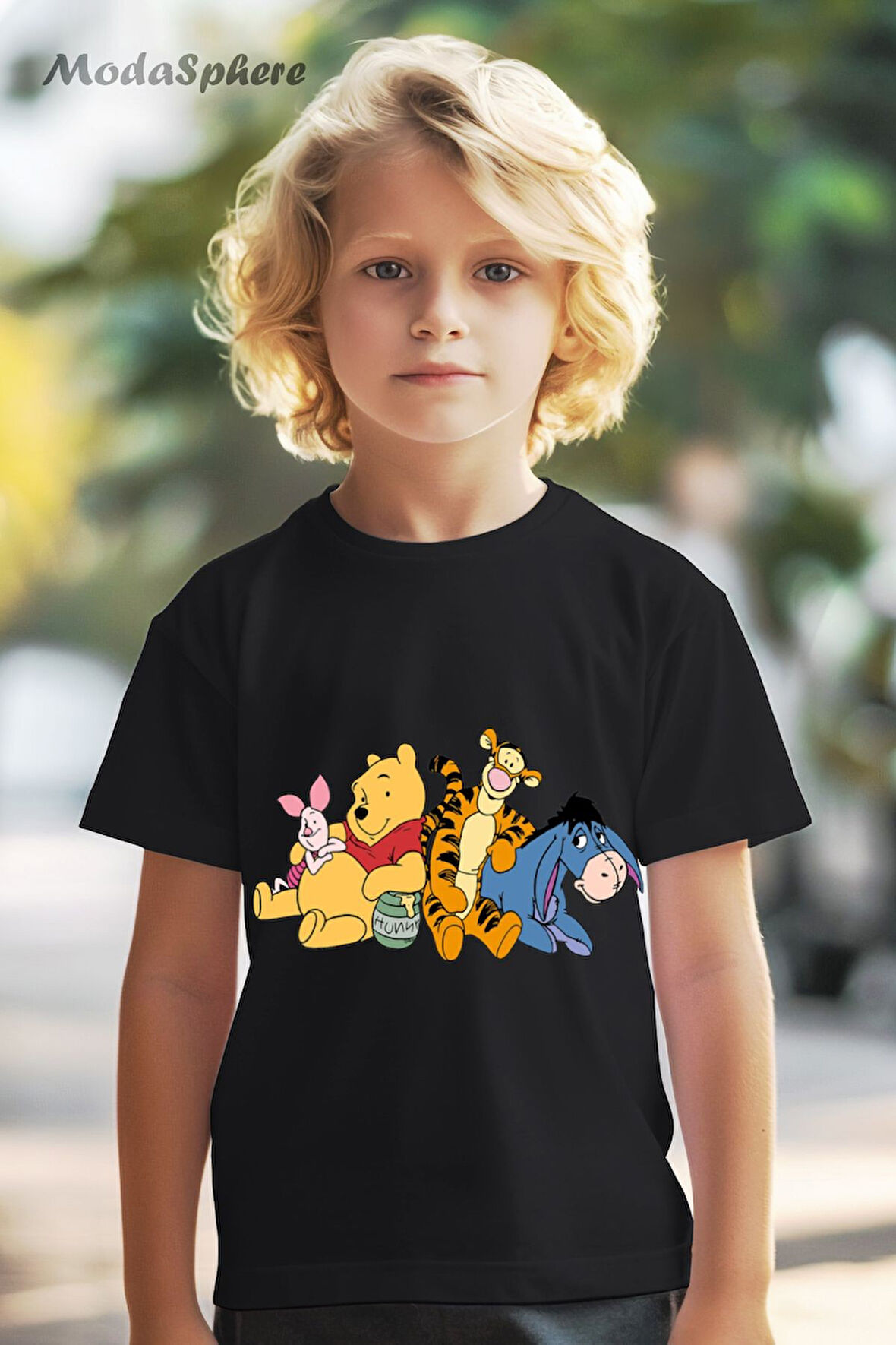 HAYVAN FİGÜRLÜ WINNIE FRIENDS BASKILI OVERSIZE TİŞÖRT