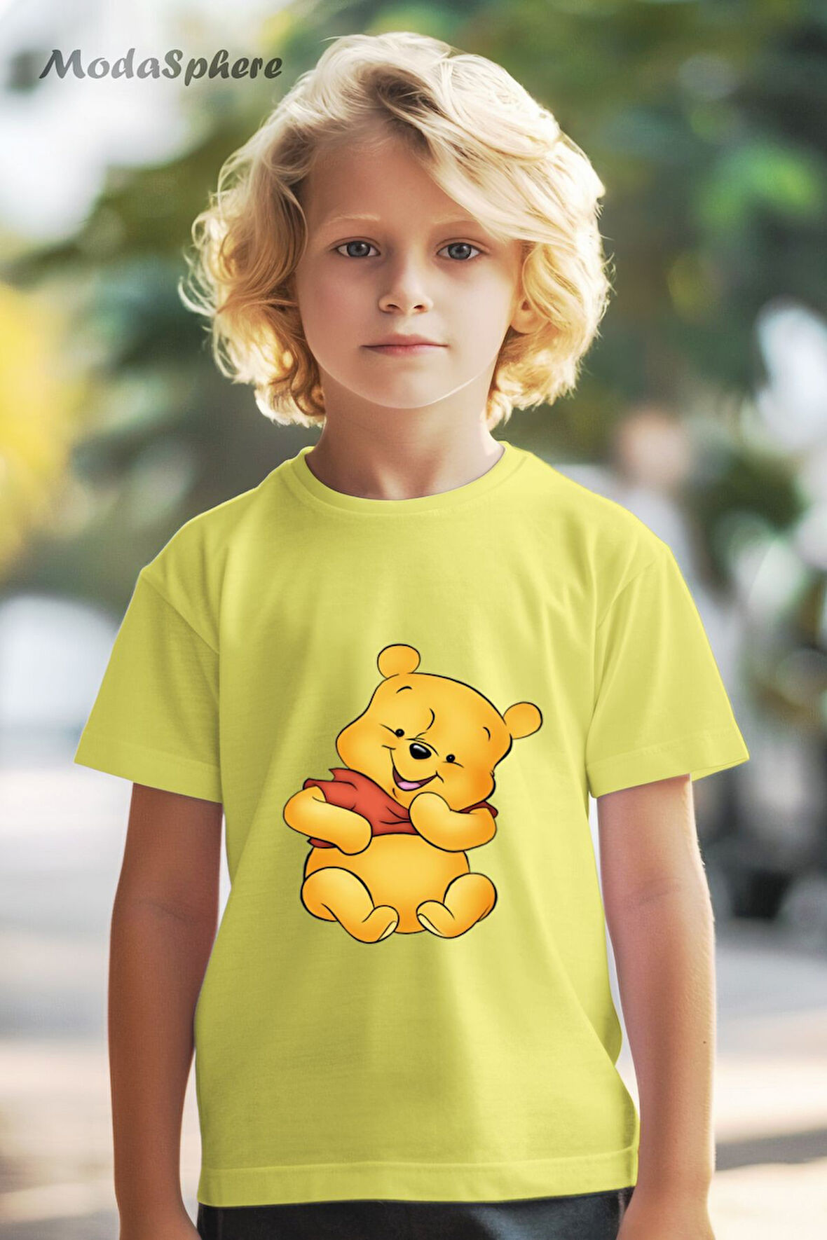 HAYVAN FİGÜRLÜ WINNIE BASKILI OVERSIZE TİŞÖRT