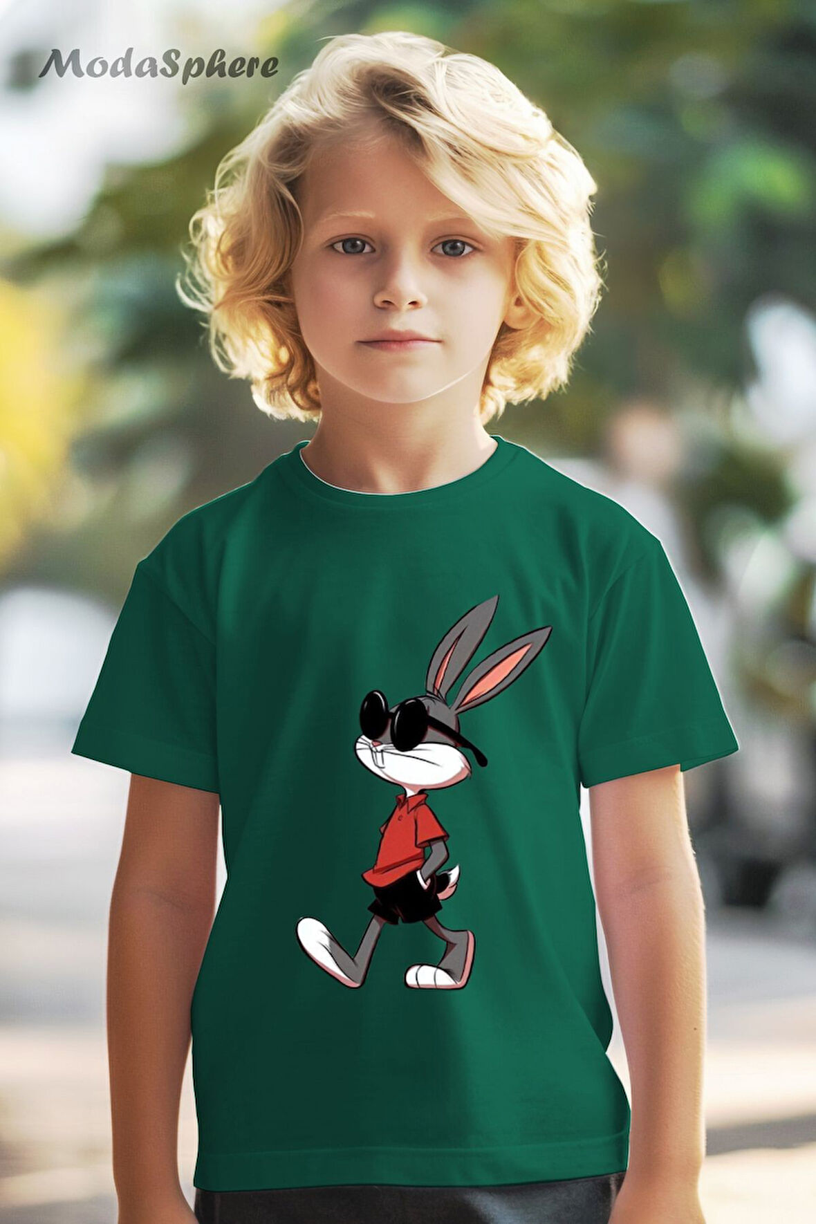 HAYVAN FİGÜRLÜ BUGSBUNNY BASKILI OVERSIZE TİŞÖRT