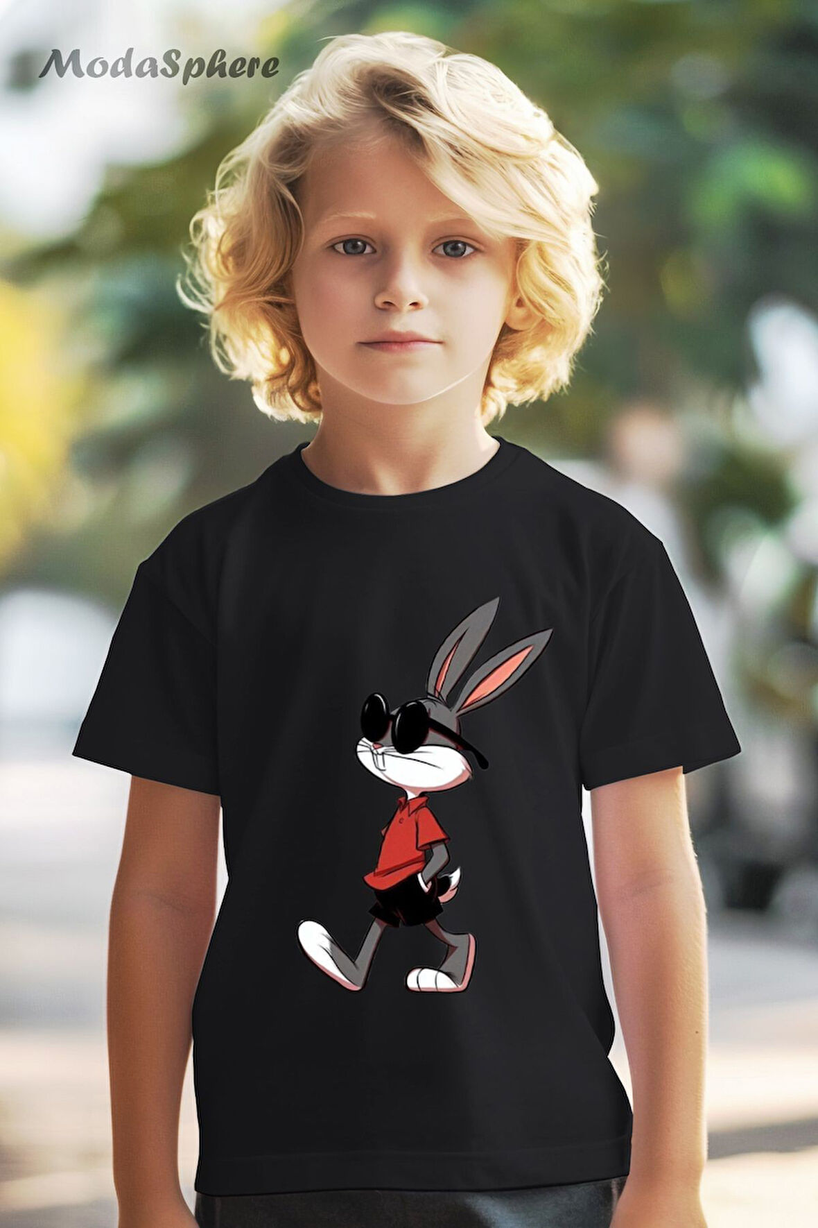 HAYVAN FİGÜRLÜ BUGSBUNNY BASKILI OVERSIZE TİŞÖRT