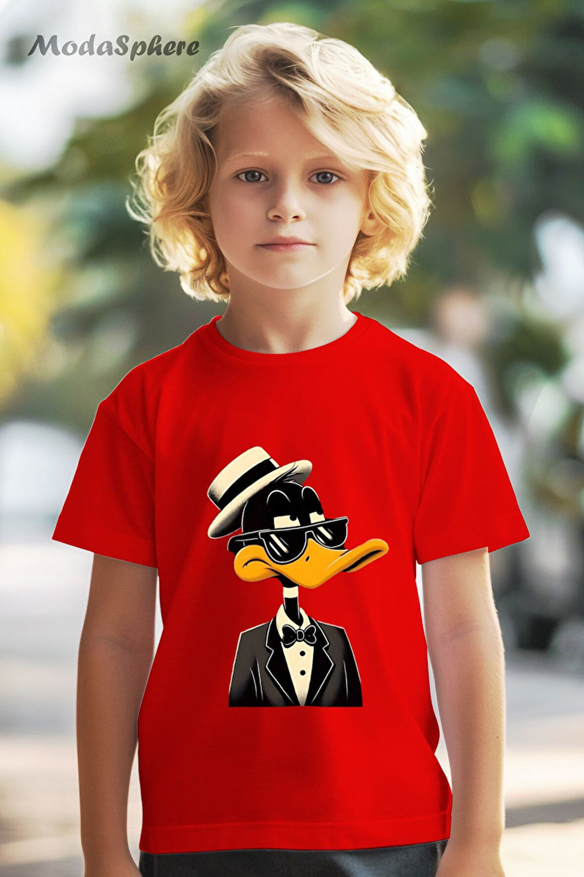 HAYVAN FİGÜRLÜ DAFFY DUCK BASKILI OVERSIZE TİŞÖRT