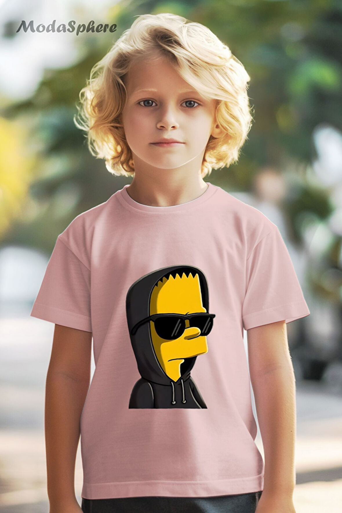 HAYVAN FİGÜRLÜ GÖZLÜKLÜ SARI SIMPSON BASKILI OVERSIZE TİŞÖRT