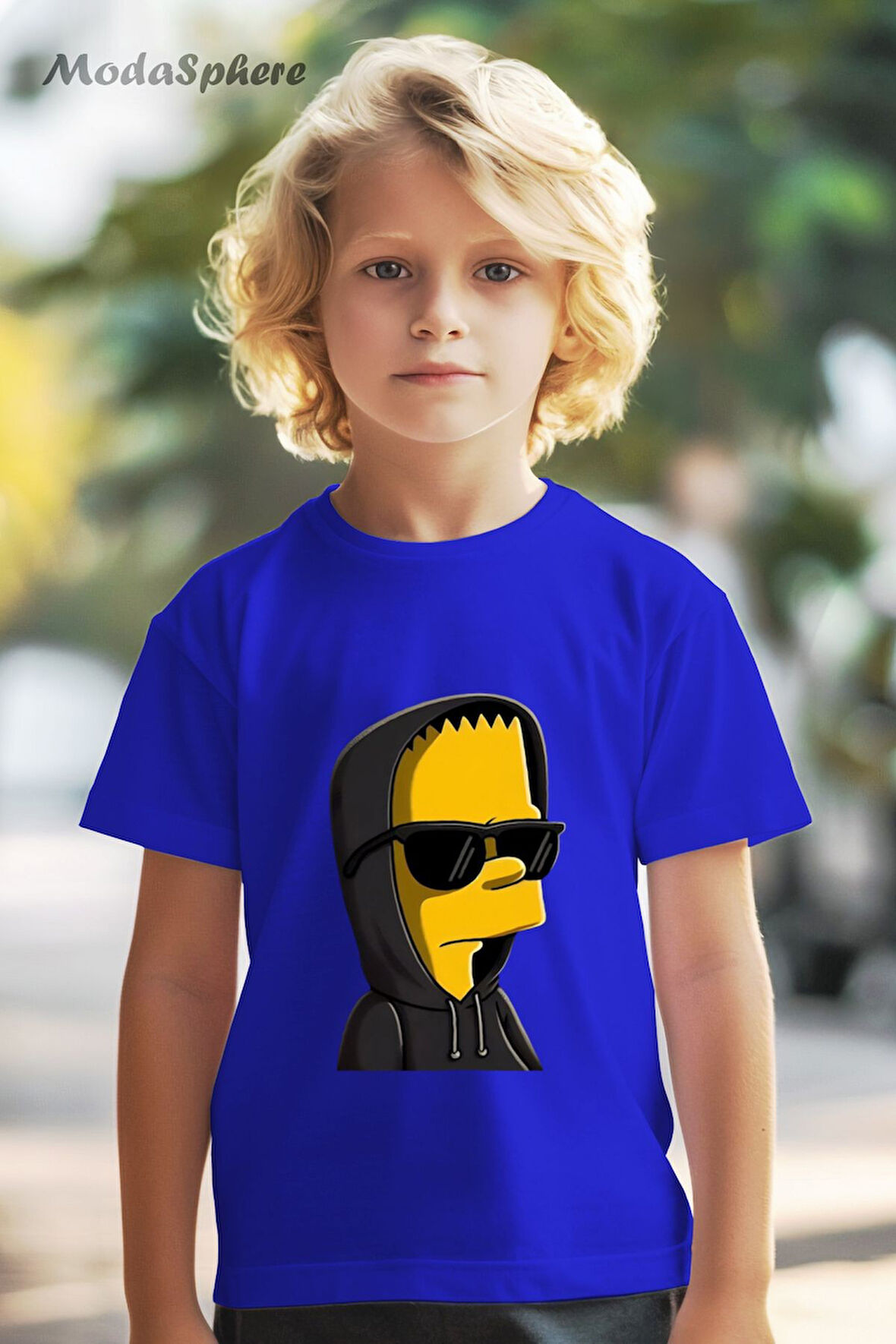 HAYVAN FİGÜRLÜ GÖZLÜKLÜ SARI SIMPSON BASKILI OVERSIZE TİŞÖRT