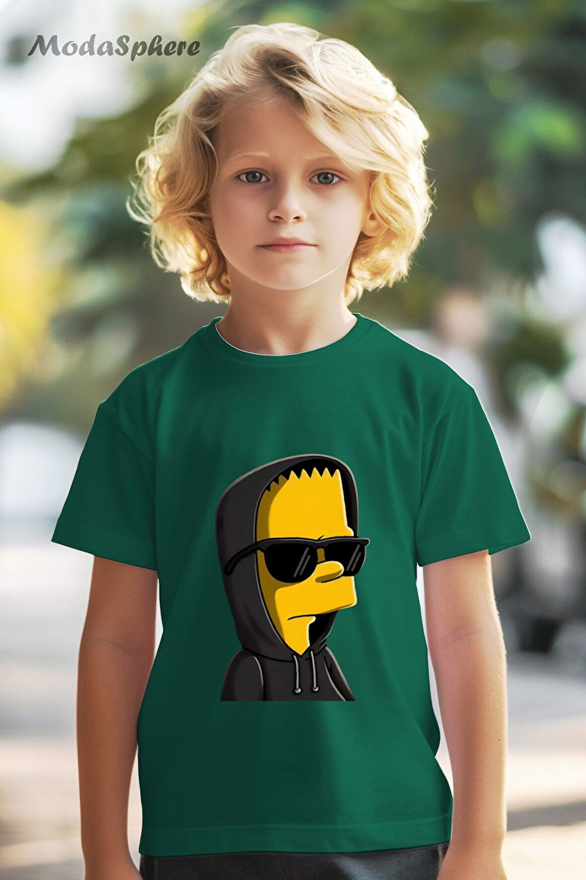 HAYVAN FİGÜRLÜ GÖZLÜKLÜ SARI SIMPSON BASKILI OVERSIZE TİŞÖRT