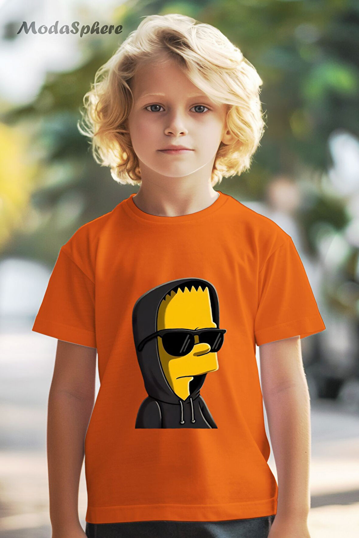 HAYVAN FİGÜRLÜ GÖZLÜKLÜ SARI SIMPSON BASKILI OVERSIZE TİŞÖRT
