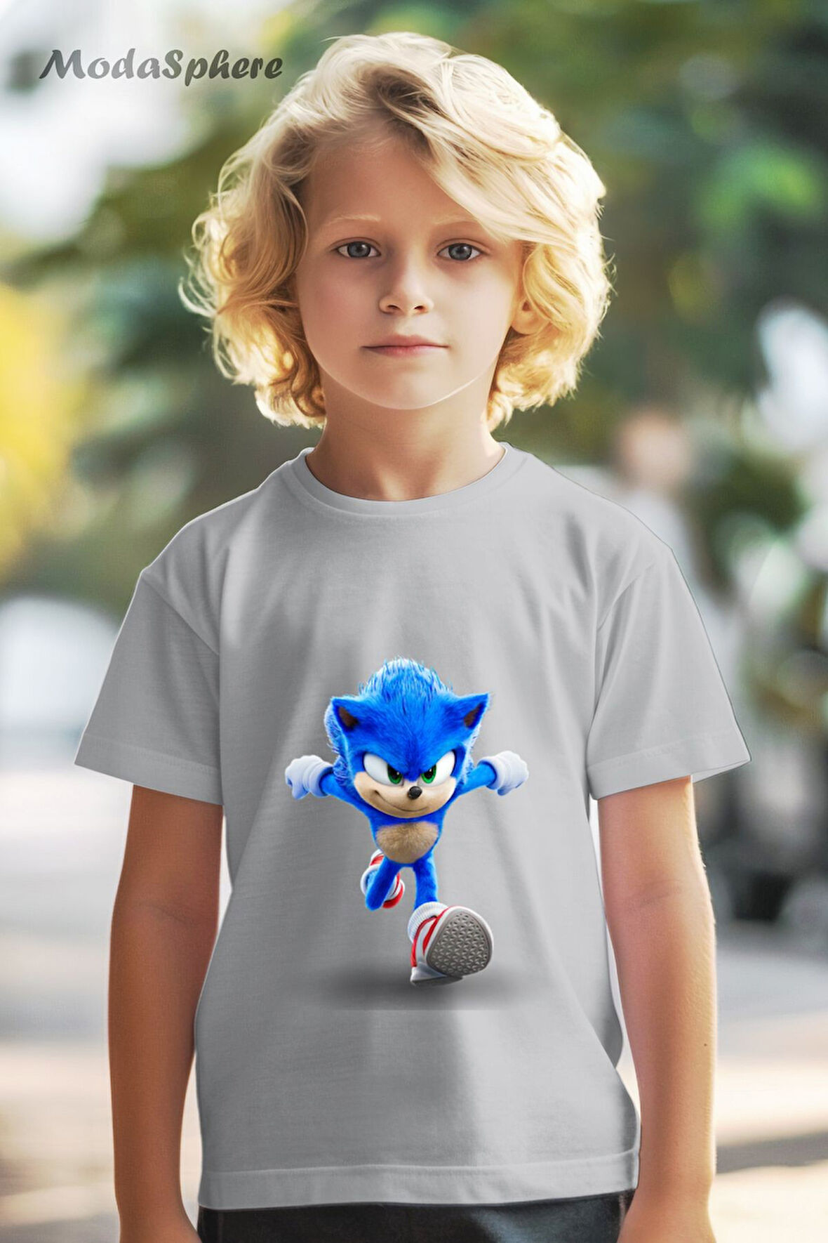 HAYVAN FİGÜRLÜ SONIC BASKILI OVERSIZE TİŞÖRT