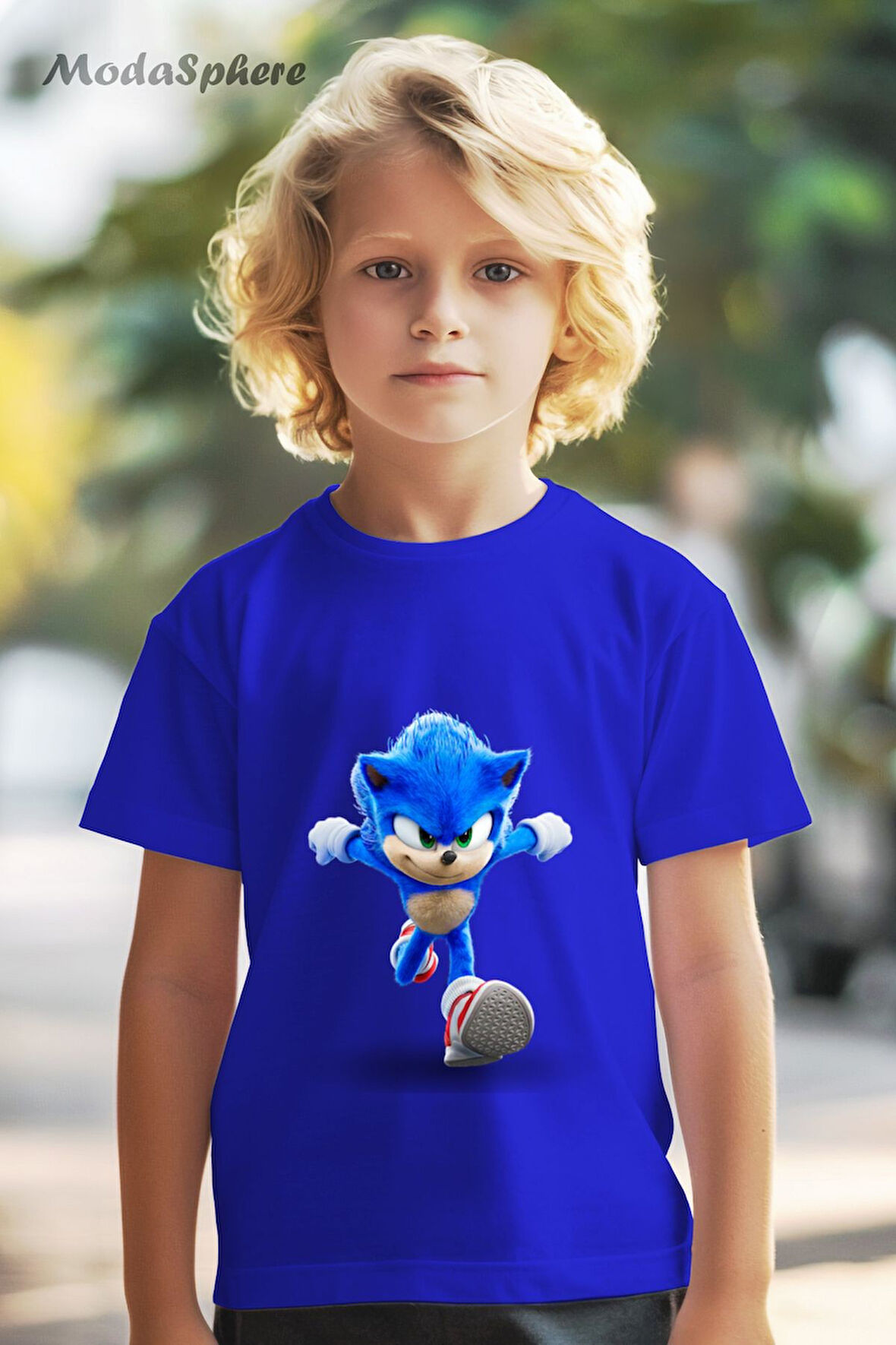HAYVAN FİGÜRLÜ SONIC BASKILI OVERSIZE TİŞÖRT