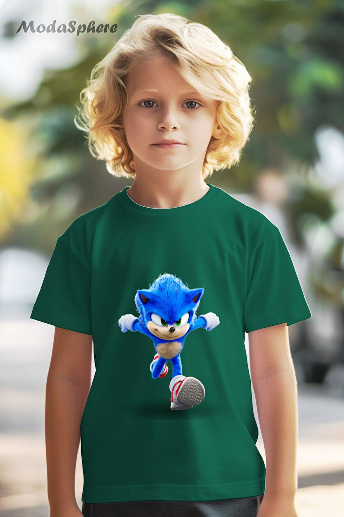 HAYVAN FİGÜRLÜ SONIC BASKILI OVERSIZE TİŞÖRT