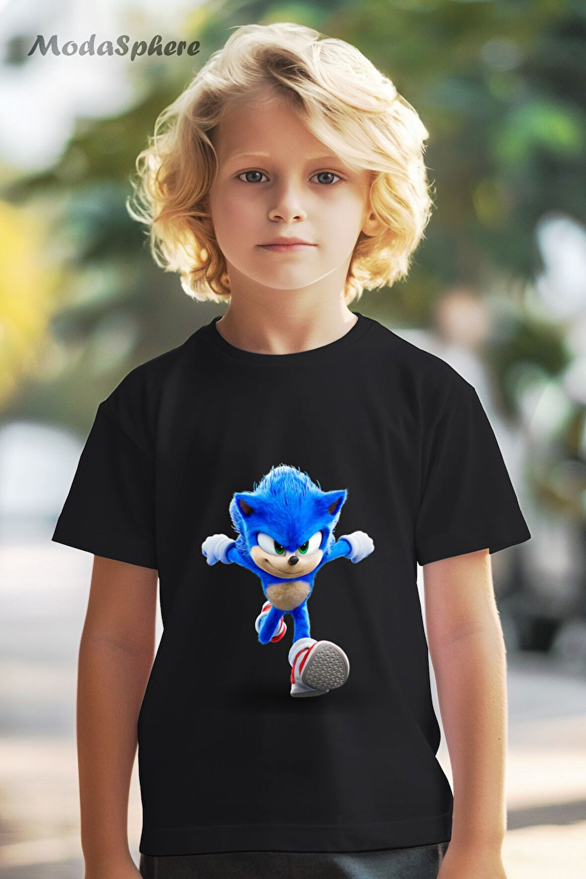 HAYVAN FİGÜRLÜ SONIC BASKILI OVERSIZE TİŞÖRT