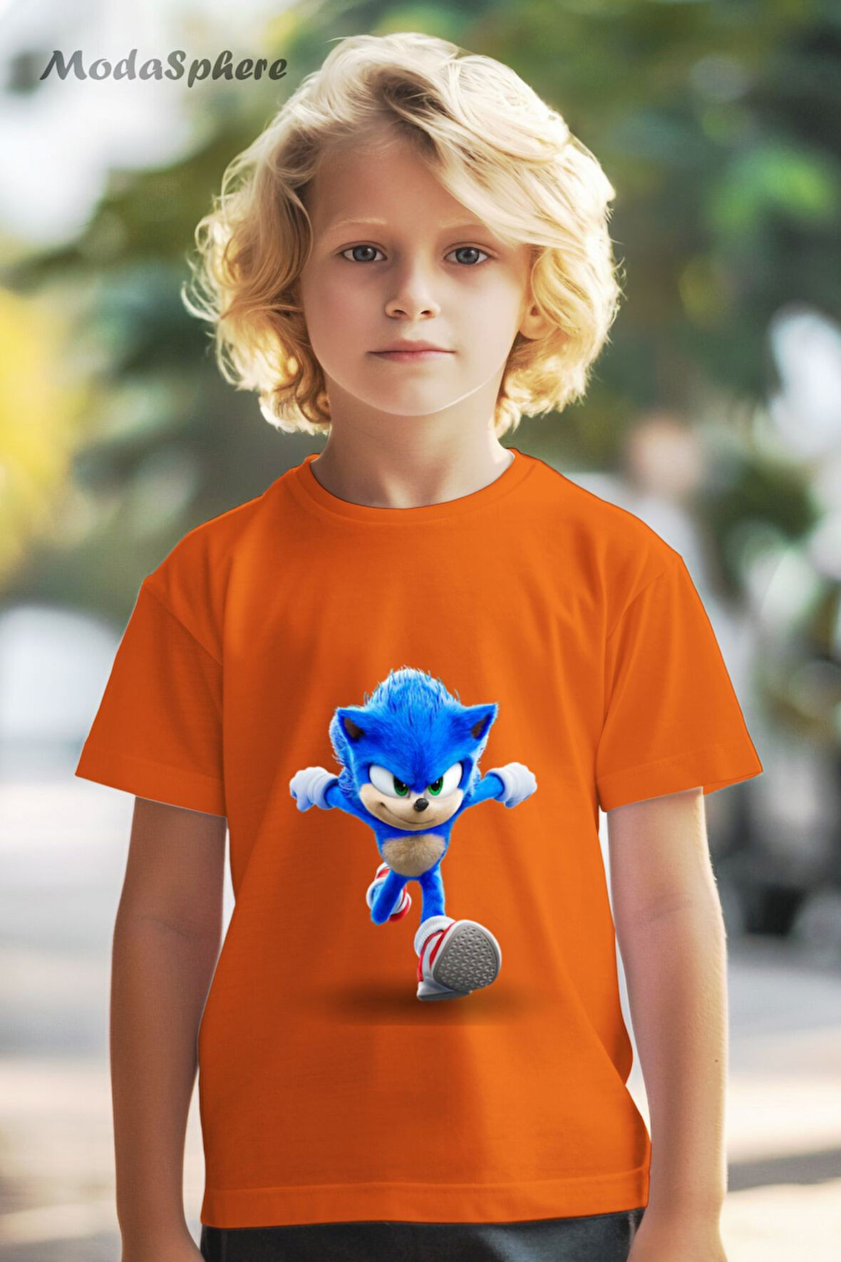 HAYVAN FİGÜRLÜ SONIC BASKILI OVERSIZE TİŞÖRT