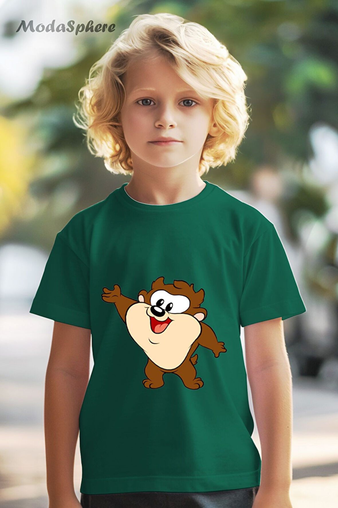 HAYVAN FİGÜRLÜ TAZMANYA CANAVARI BASKILI OVERSIZE TİŞÖRT