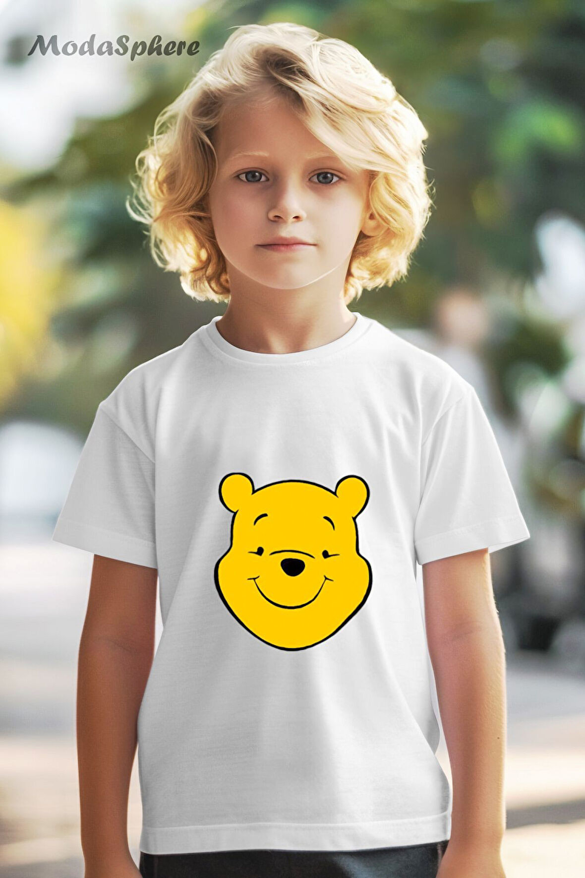 HAYVAN FİGÜRLÜ WINNIE KAFA BASKILI OVERSIZE TİŞÖRT