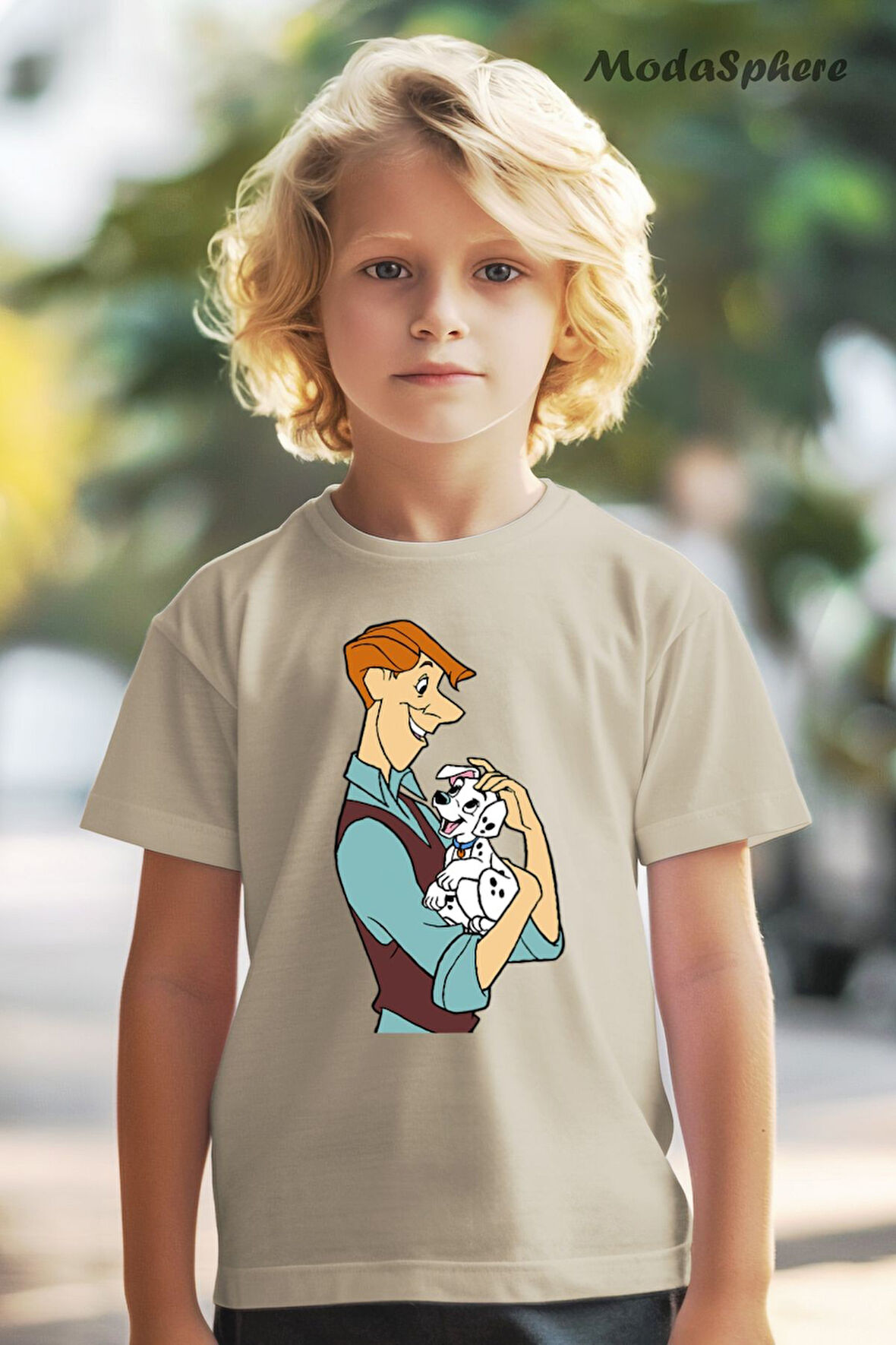 HAYVAN FİGÜRLÜ DALMAÇYALI VE ADAM BASKILI OVERSIZE TİŞÖRT