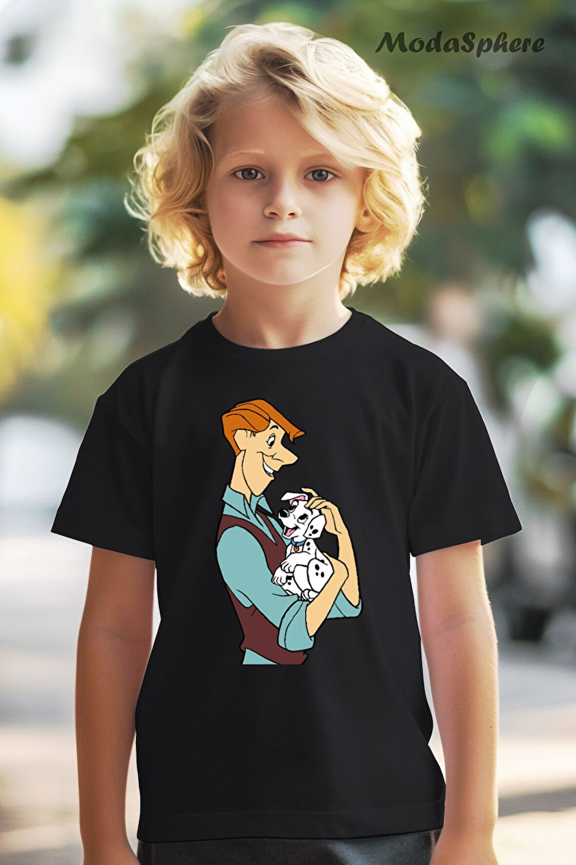 HAYVAN FİGÜRLÜ DALMAÇYALI VE ADAM BASKILI OVERSIZE TİŞÖRT