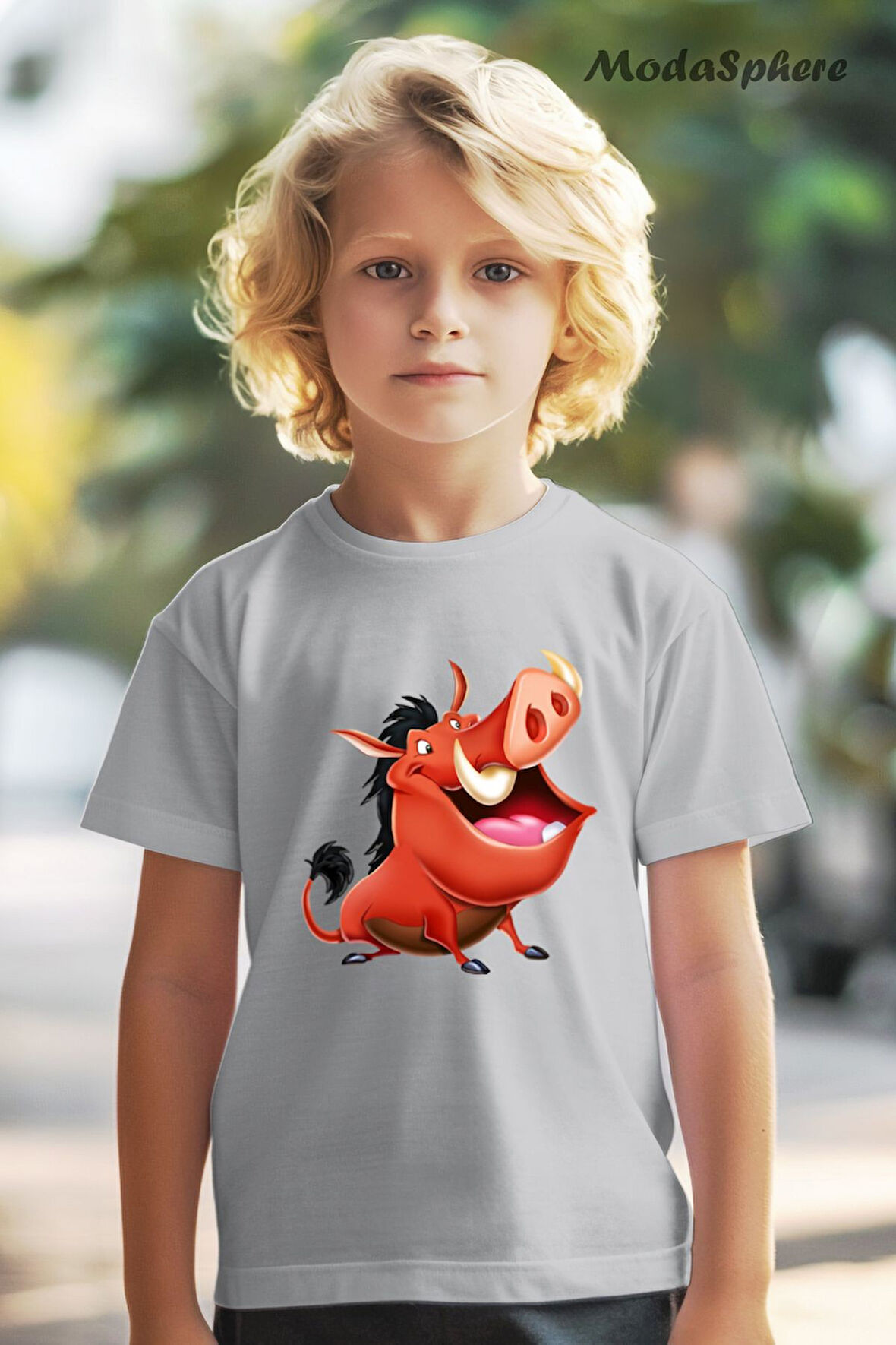 HAYVAN FİGÜRLÜ PUMBAA BASKILI OVERSIZE TİŞÖRT