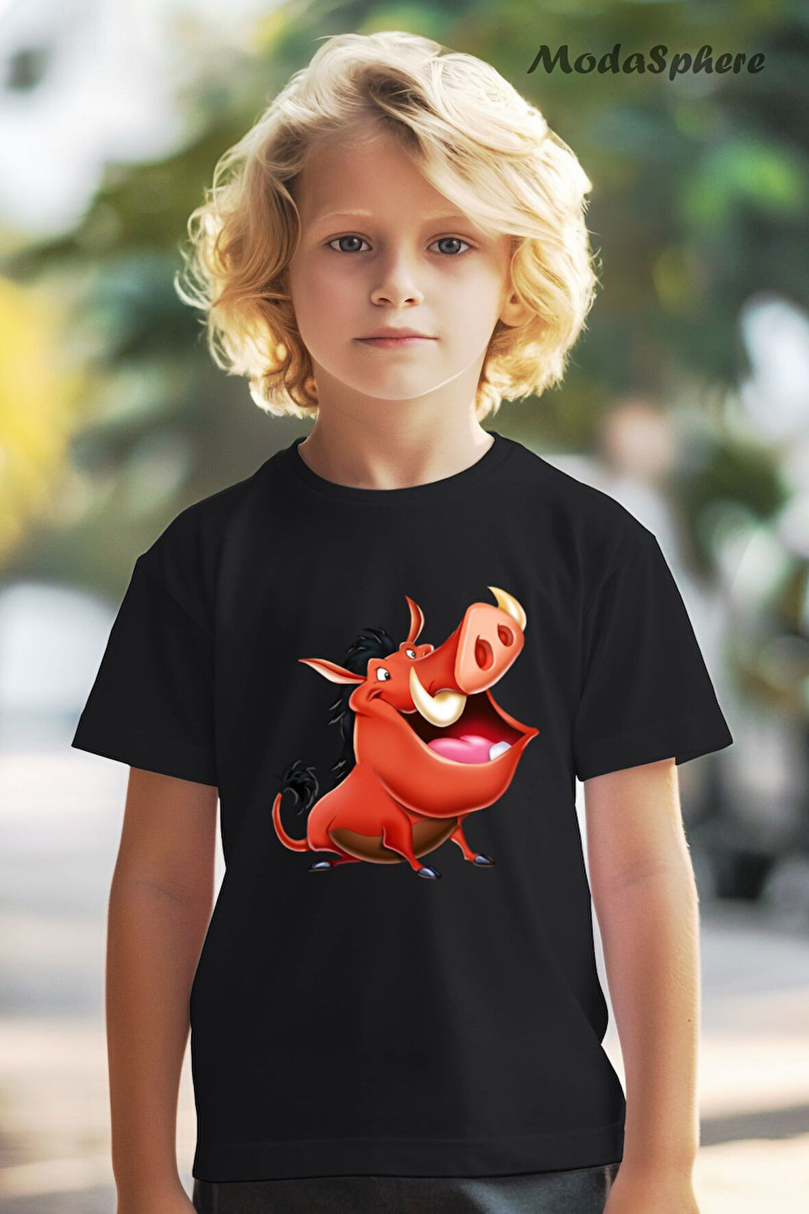 HAYVAN FİGÜRLÜ PUMBAA BASKILI OVERSIZE TİŞÖRT
