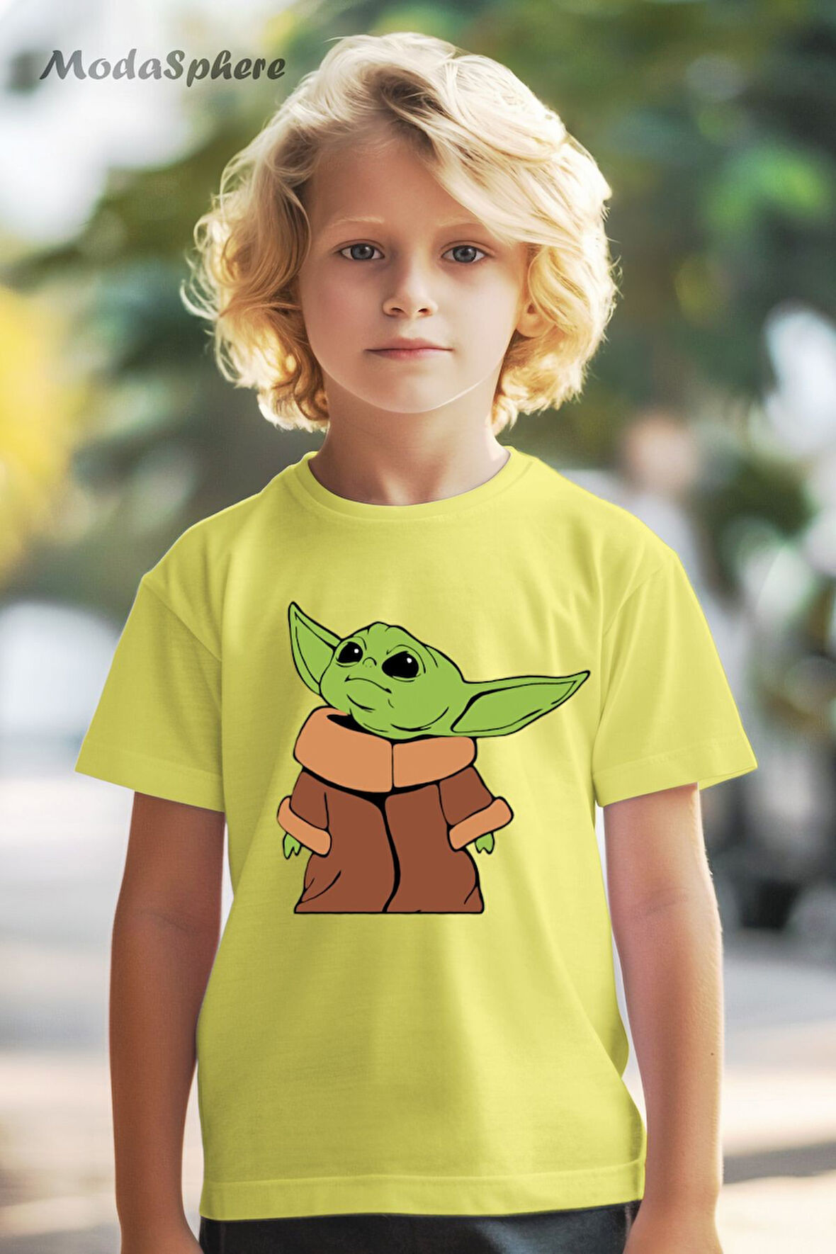 HAYVAN FİGÜRLÜ YODA BASKILI OVERSIZE TİŞÖRT