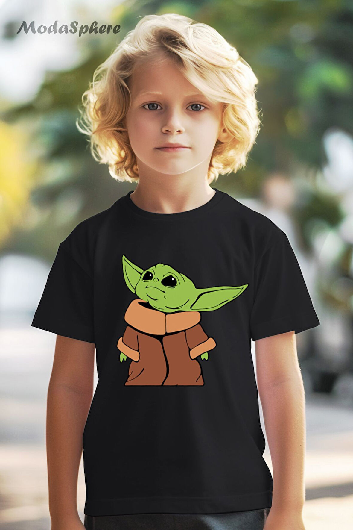 HAYVAN FİGÜRLÜ YODA BASKILI OVERSIZE TİŞÖRT