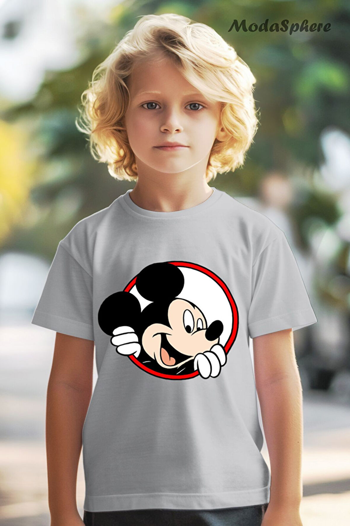 HAYVAN FİGÜRLÜ MICKEY MOUSE BASKILI OVERSIZE TİŞÖRT