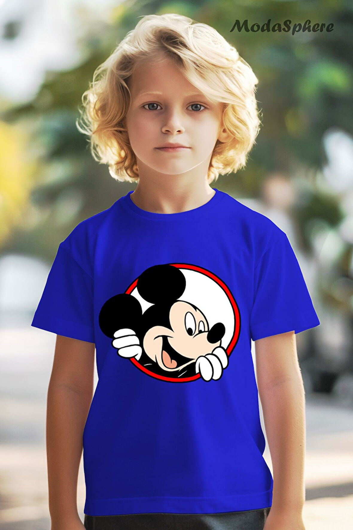 HAYVAN FİGÜRLÜ MICKEY MOUSE BASKILI OVERSIZE TİŞÖRT