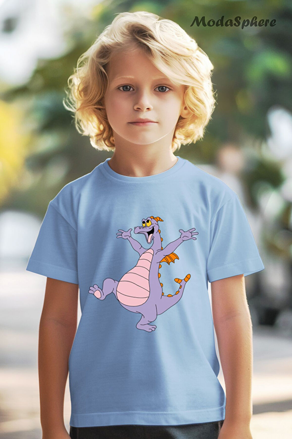 HAYVAN FİGÜRLÜ MOR EJDERHA BASKILI OVERSIZE TİŞÖRT