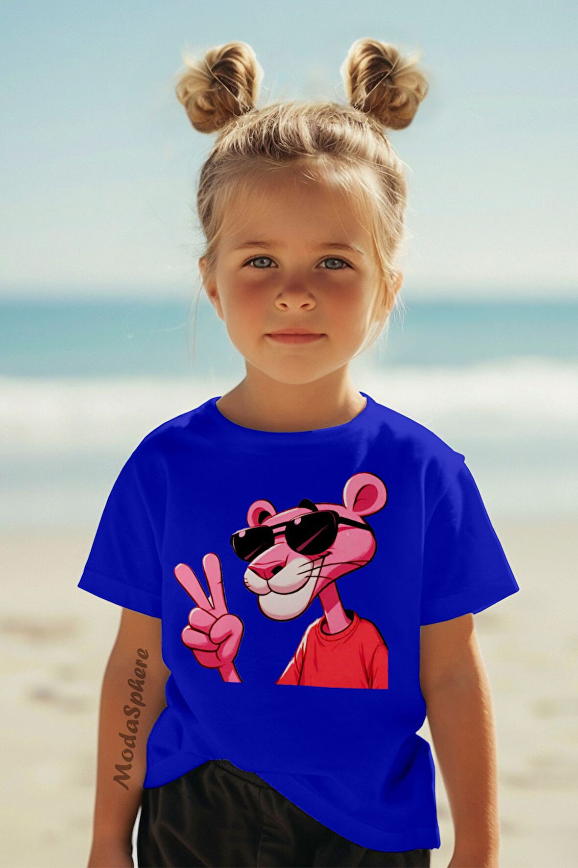 PEMBE PANTER BASKILI ÇOCUK TİŞÖRT
