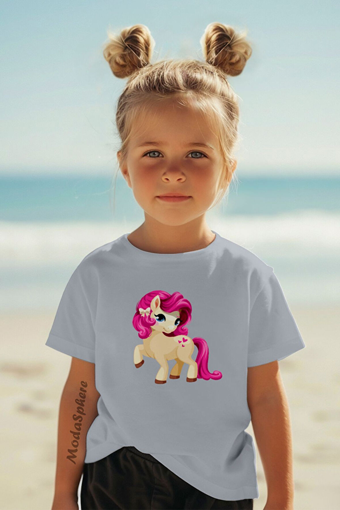 PONNY BASKILI BİSİKLET YAKA KISA KOLLU ÇOCUK TİŞÖRT