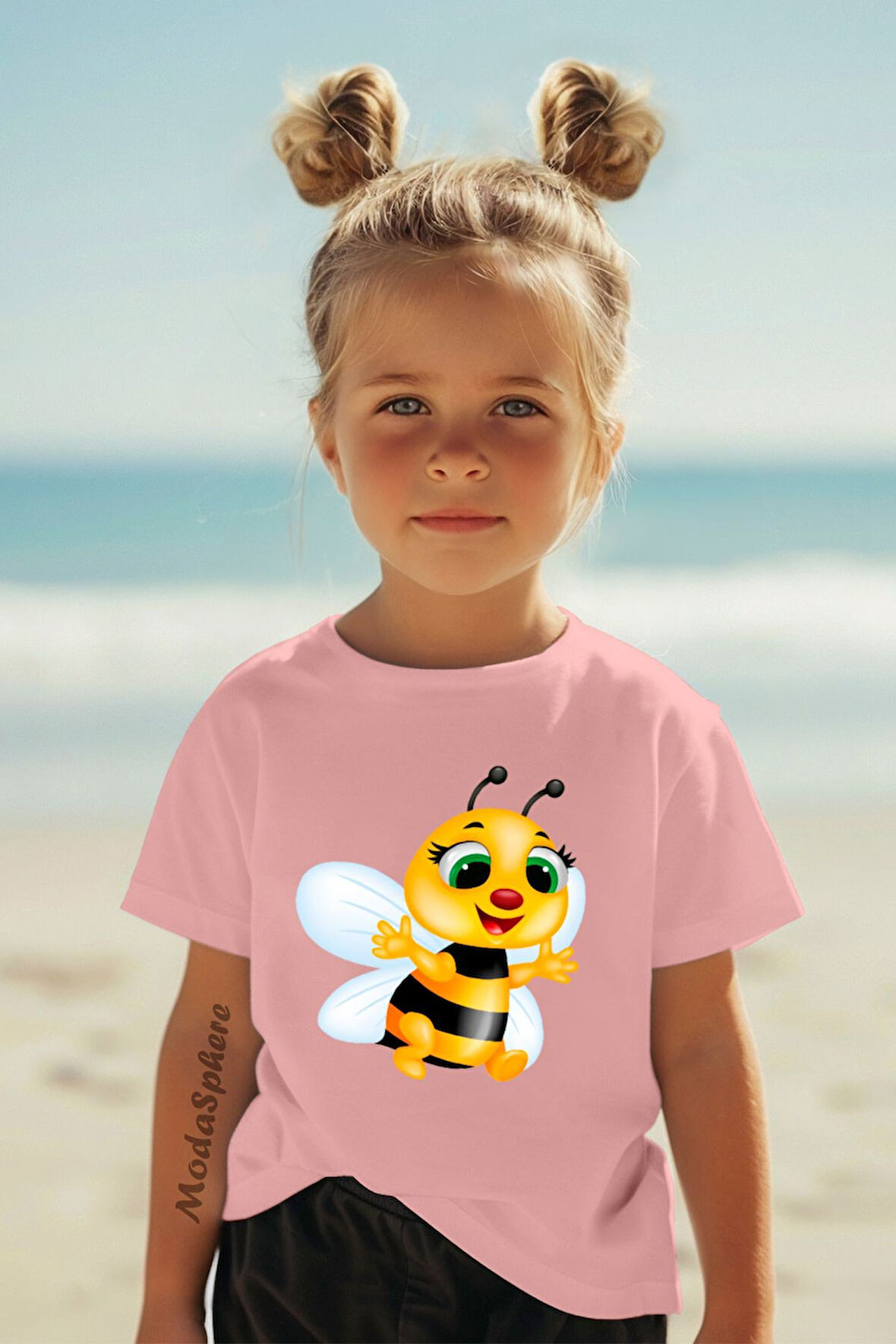 ARI BASKILI BİSİKLET YAKA KISA KOLLU ÇOCUK TİŞÖRT