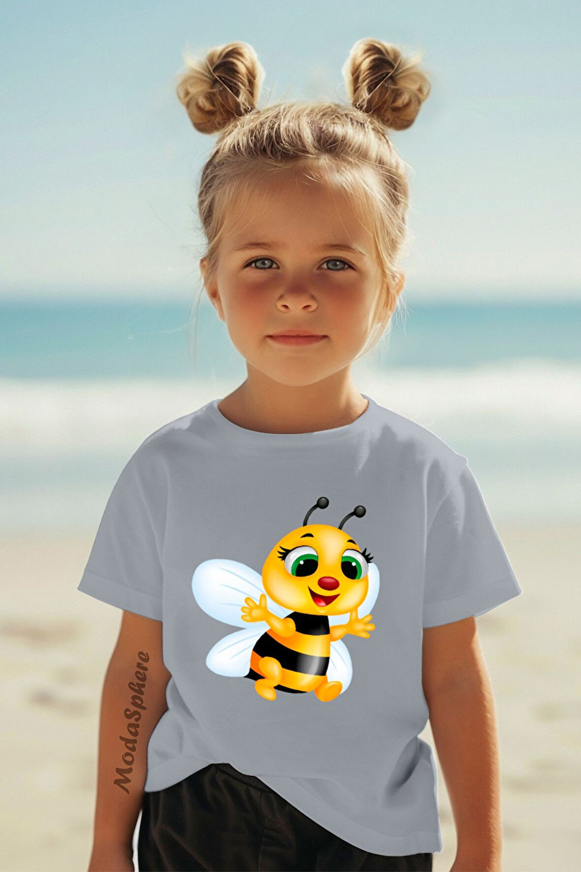 ARI BASKILI BİSİKLET YAKA KISA KOLLU ÇOCUK TİŞÖRT