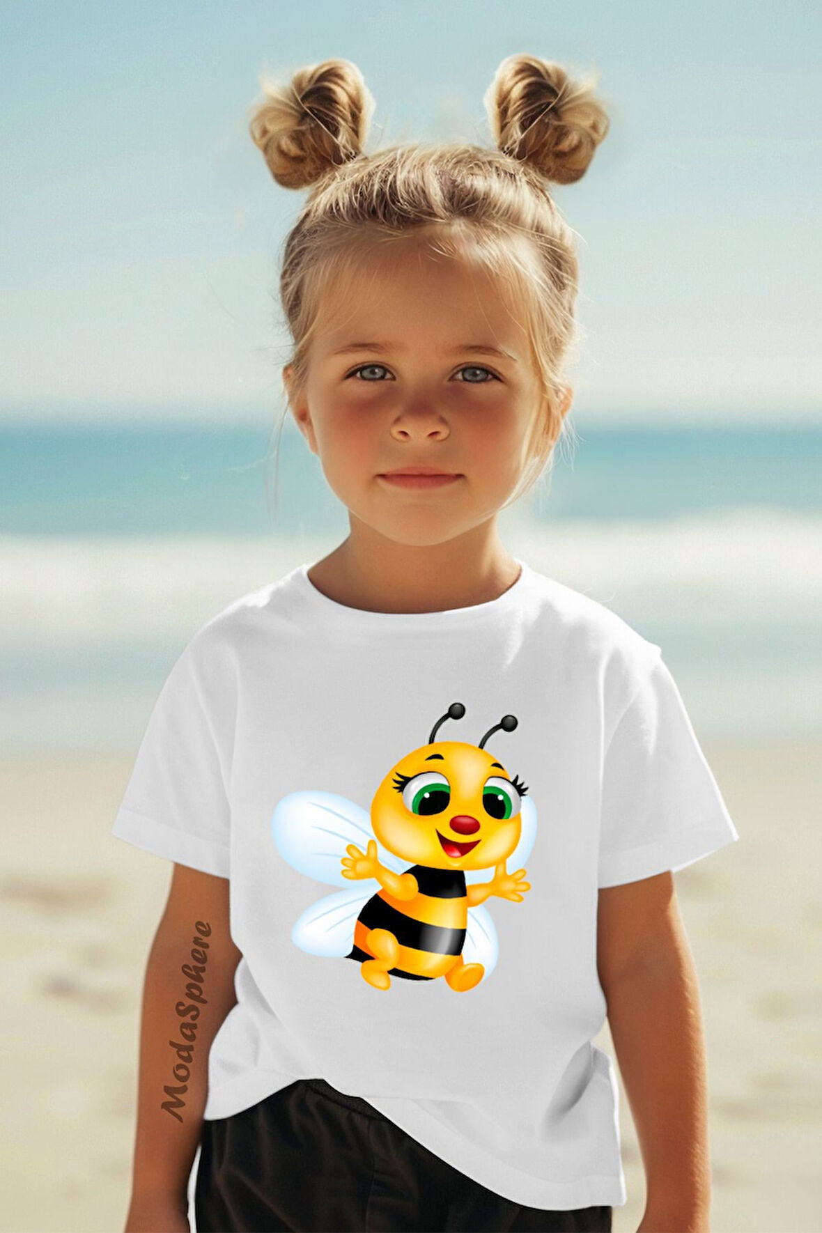 ARI BASKILI BİSİKLET YAKA KISA KOLLU ÇOCUK TİŞÖRT