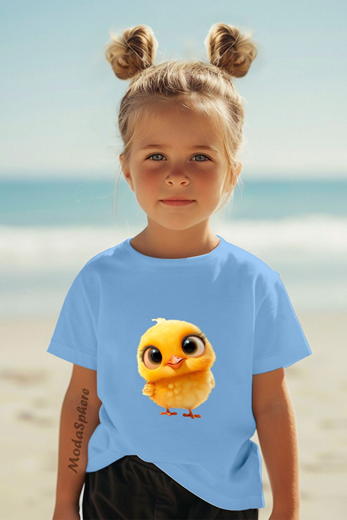 CİVCİV BASKILI BİSİKLET YAKA KISA KOLLU ÇOCUK TİŞÖRT