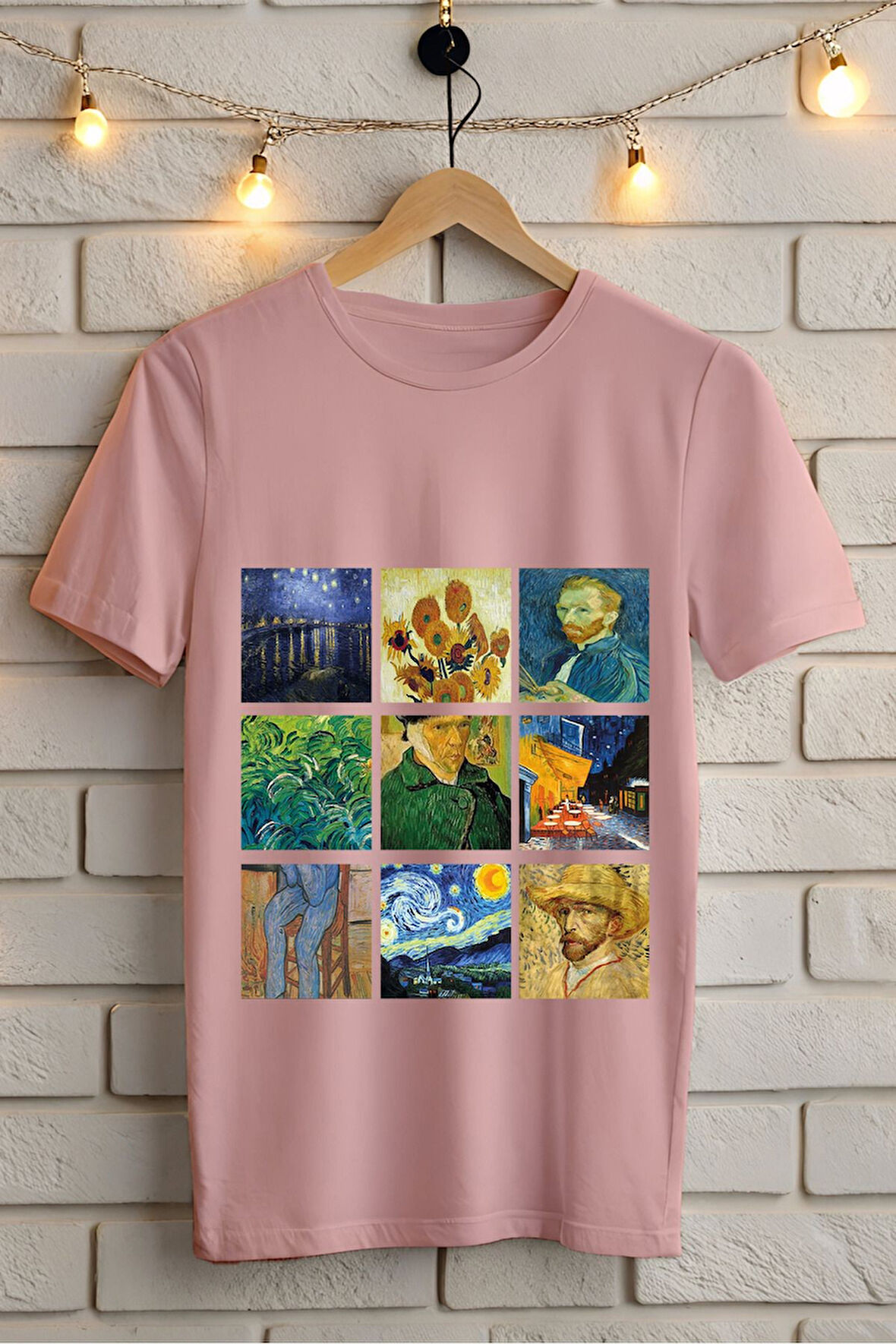 VAN GOGH BASKILI BİSİKLET YAKA KISA KOLLU UNISEX TİŞÖRT