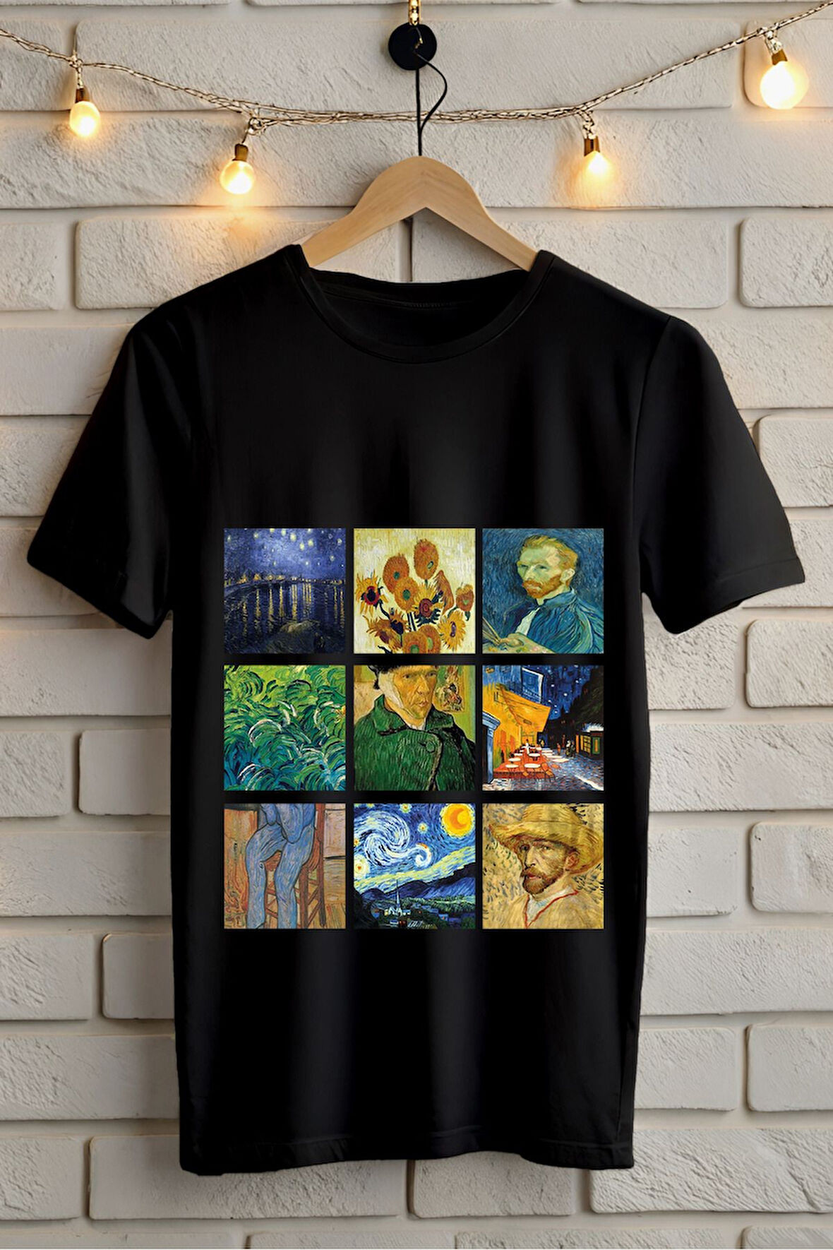 VAN GOGH BASKILI BİSİKLET YAKA KISA KOLLU UNISEX TİŞÖRT