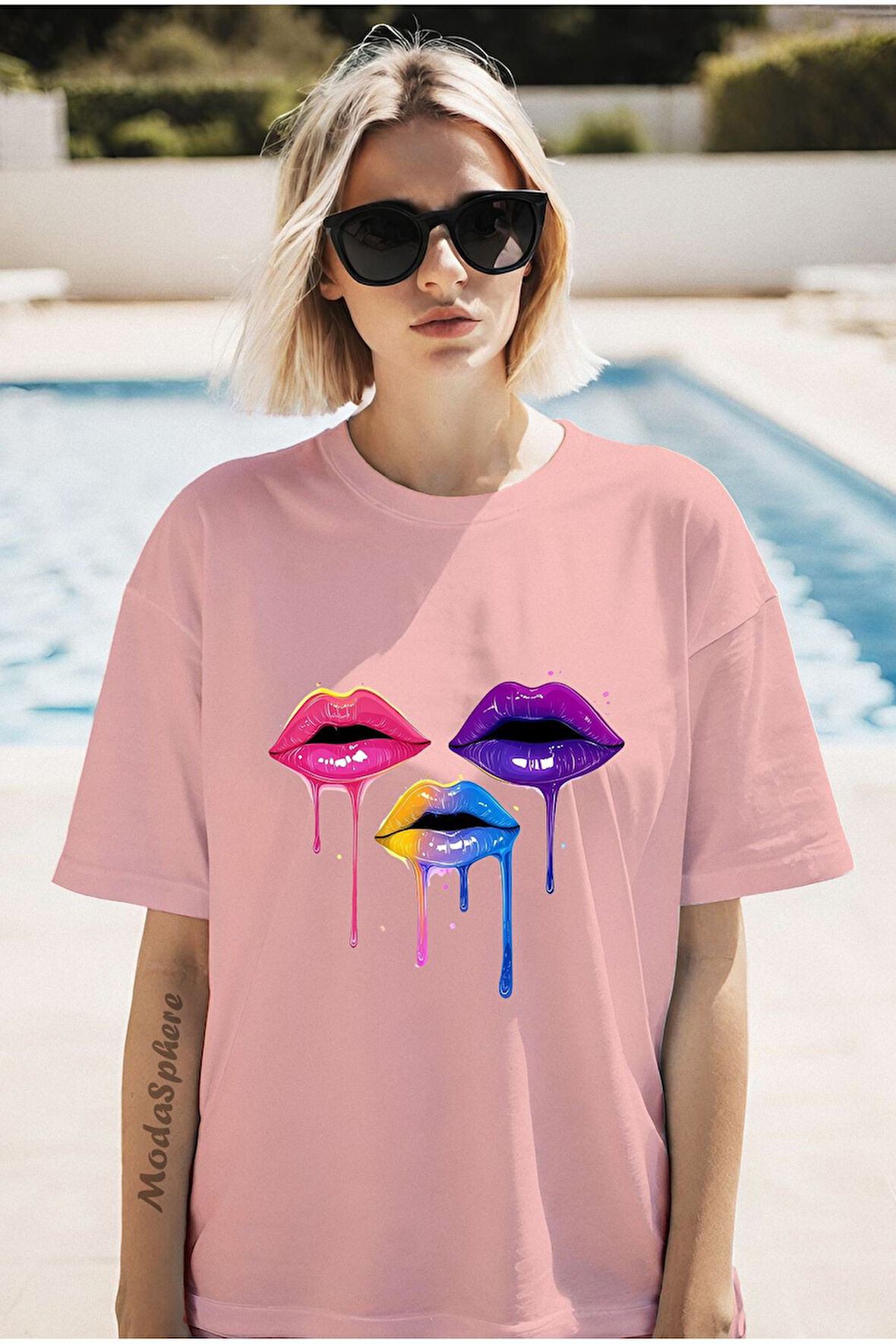 BASKILI BİSİKLET YAKA KISA KOLLU UNISEX TİŞÖRT