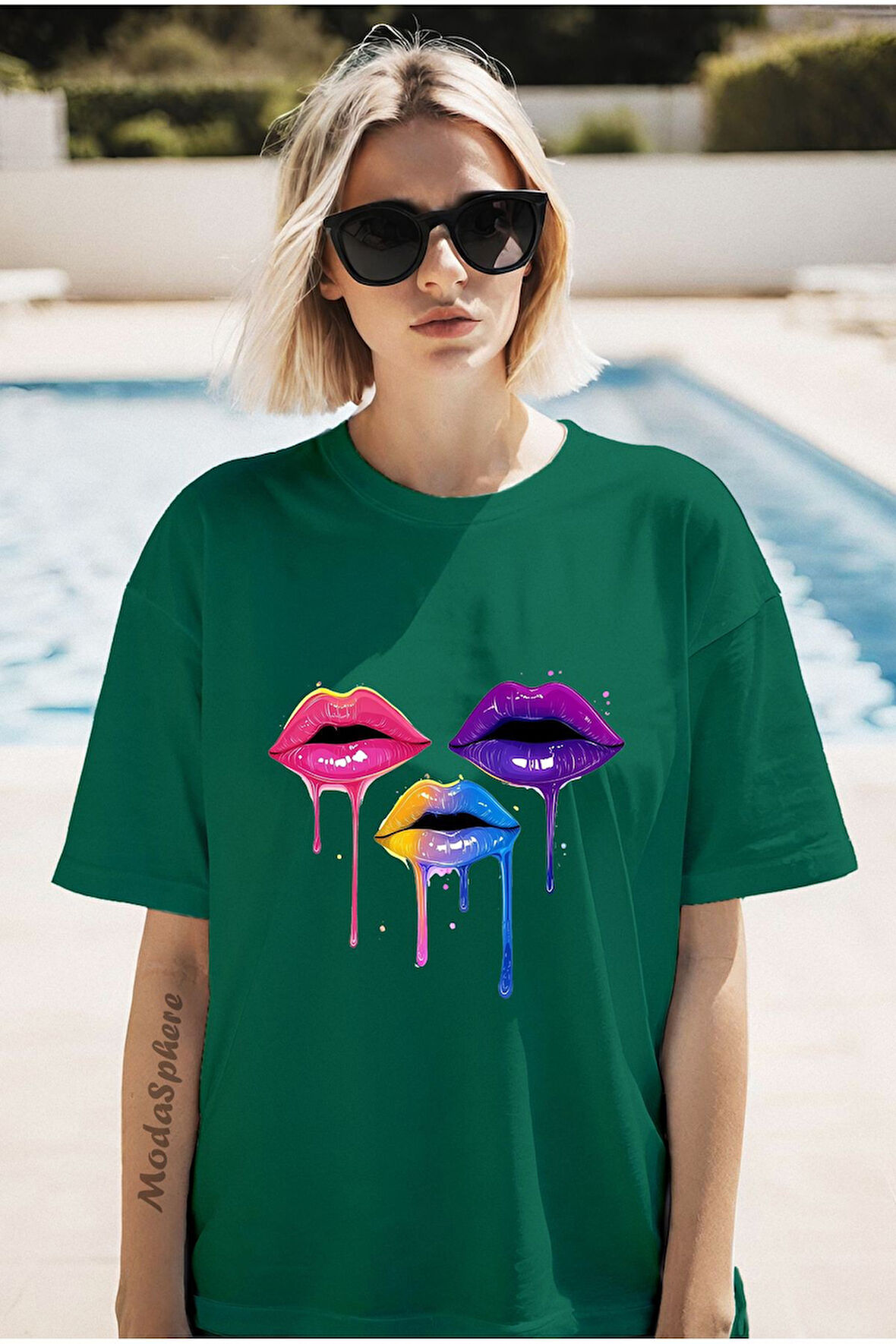 BASKILI BİSİKLET YAKA KISA KOLLU UNISEX TİŞÖRT