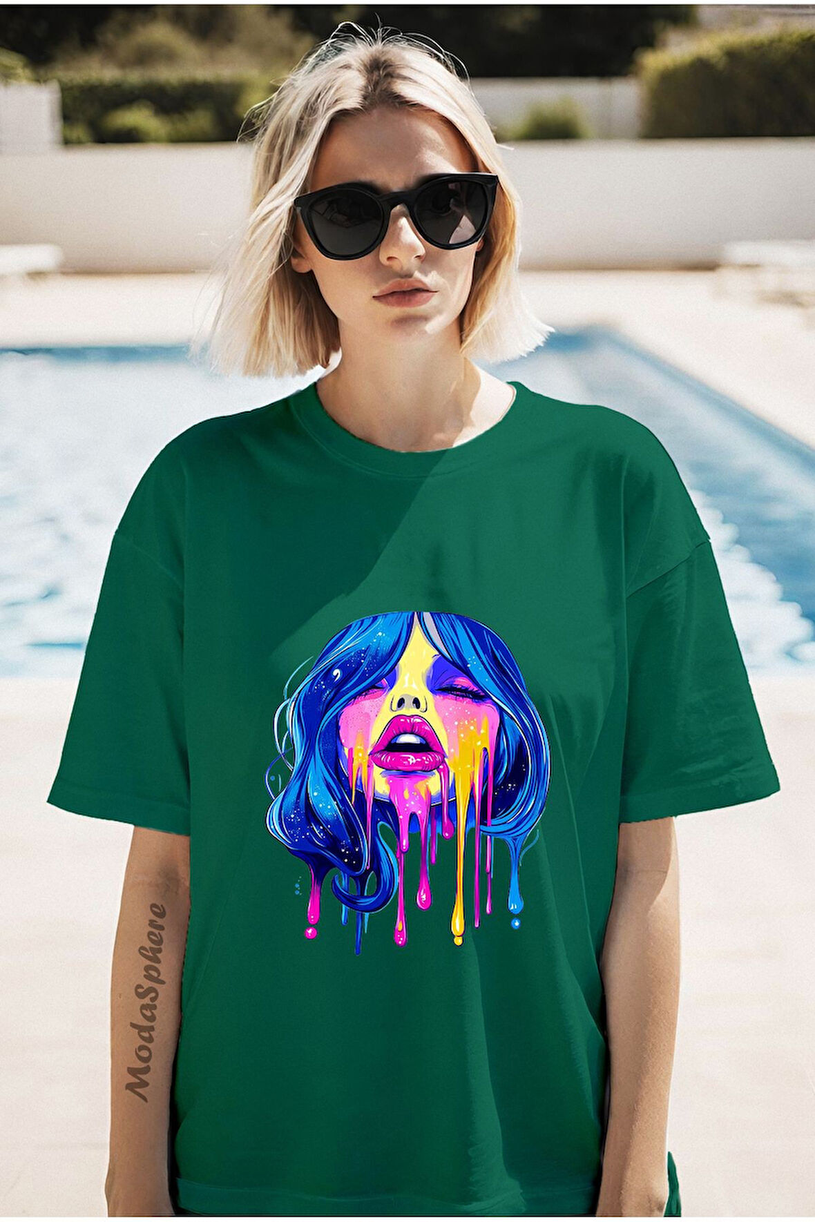 BASKILI BİSİKLET YAKA KISA KOLLU UNISEX TİŞÖRT