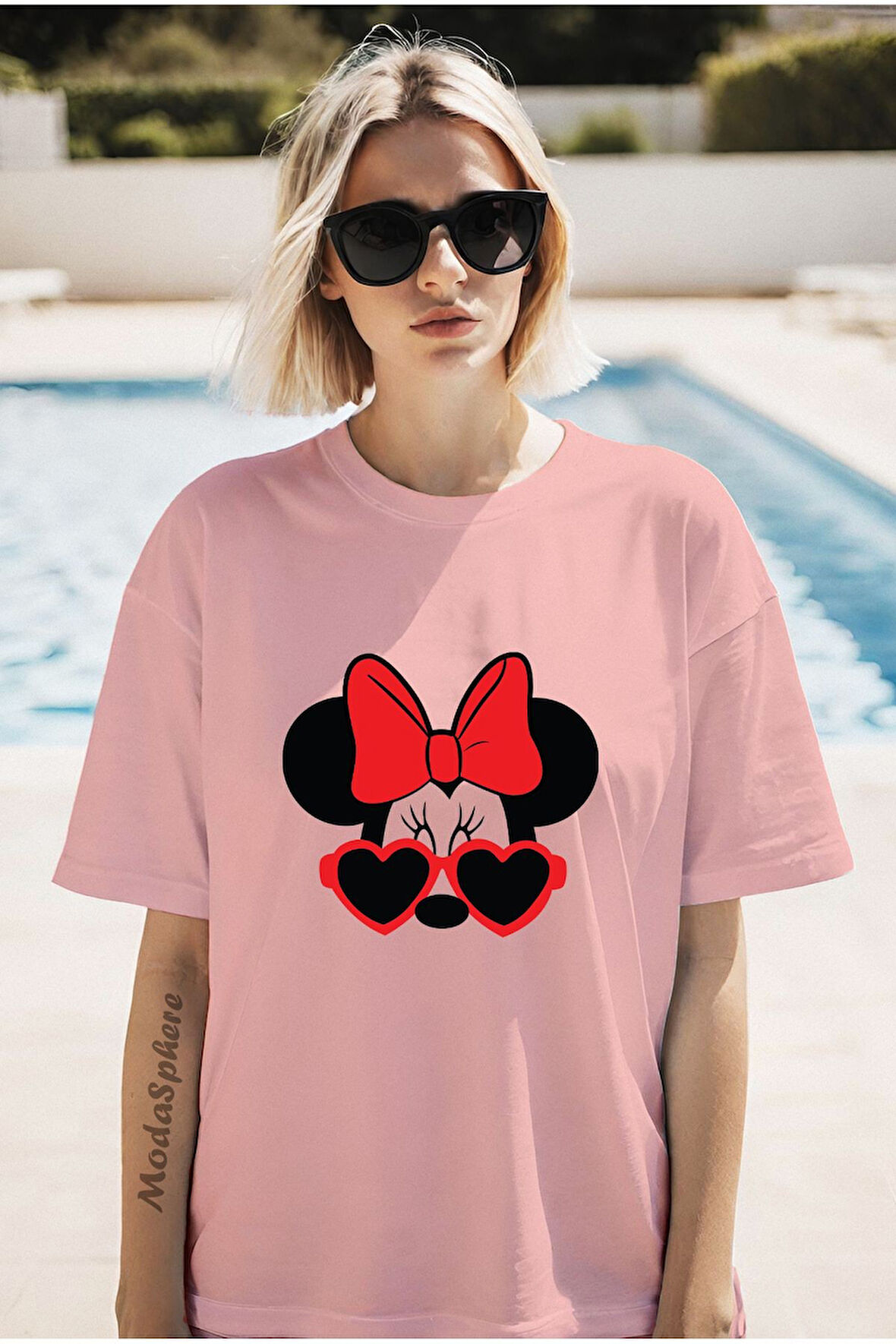 MINNIE BASKILI BİSİKLET YAKA KISA KOLLU UNISEX TİŞÖRT