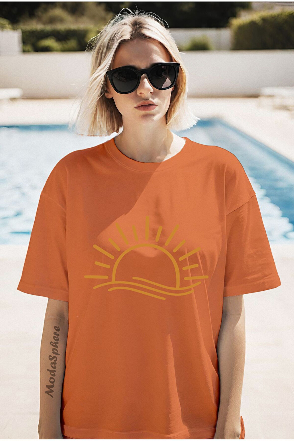 BASKILI BİSİKLET YAKA KISA KOLLU UNISEX TİŞÖRT