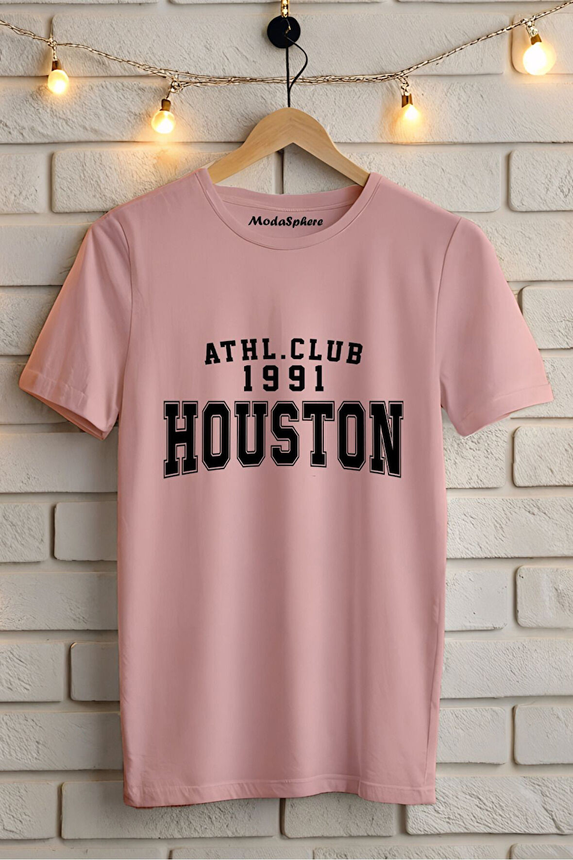 HOUSTON BASKILI BİSİKLET YAKA KISA KOLLU UNISEX TİŞÖRT