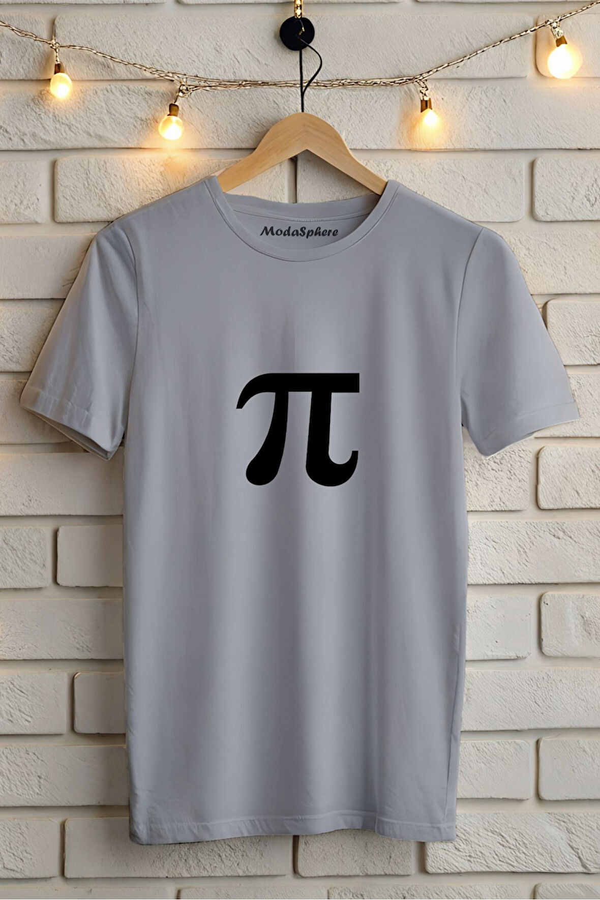 SİYAH RENK Pİ BASKILI BİSİKLET YAKA KISA KOLLU UNISEX TİŞÖRT