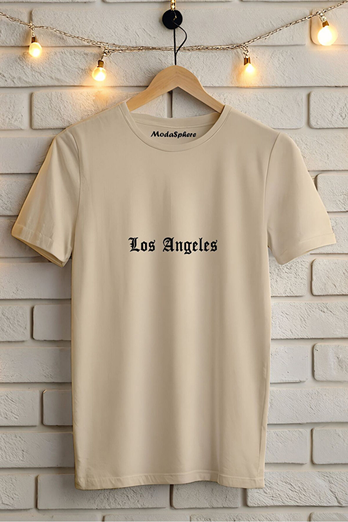 LOS ANGELES BASKILI BİSİKLET YAKA KISA KOLLU UNISEX TİŞÖRT