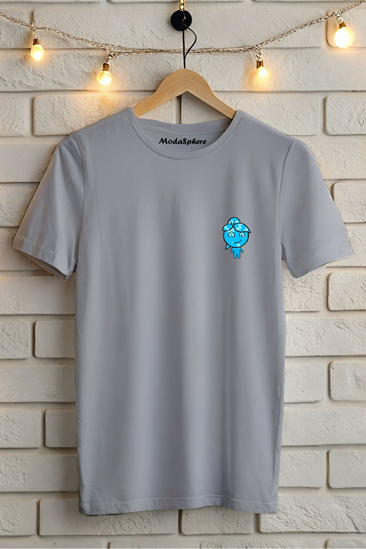 SU BASKILI BİSİKLET YAKA KISA KOLLU UNISEX TİŞÖRT